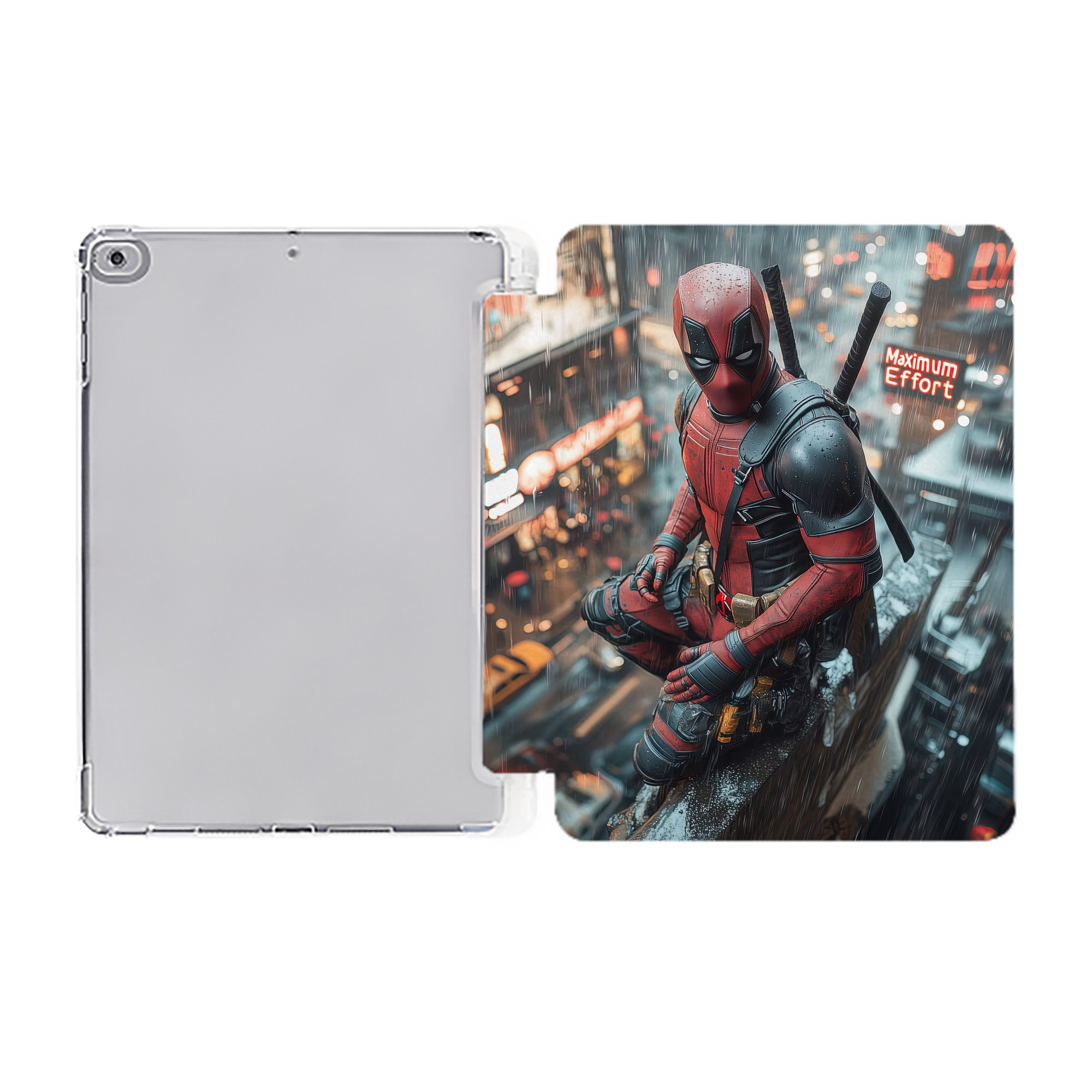（画像用） Deadpool デッドプール IPad ケース ペン収納付き 三つ折りスタンド PUレザー×シリコン 対応機種9.5/10.5/10.9インチ